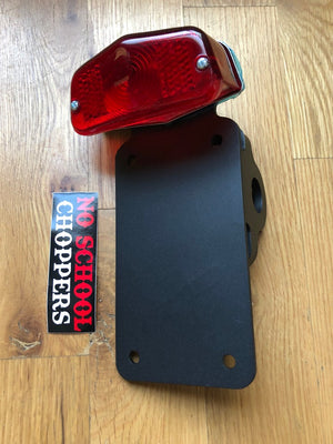 Vertical Axle Mount License Plate Bracket for Lucas Style light - No School Choppers